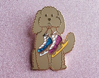 Makkachin on Ice, Glitter Hard Enamel Pin Badge