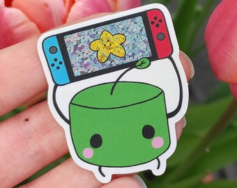 Junimo Surprise Glitter Sticker, Game Art, Weatherproof (5cm)