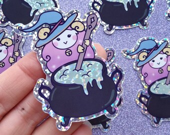Sheep's Recipe Glitter Sticker, Weatherproof Decal, Cute