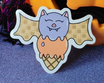 Ice-Scream Bat Sticker, Glossy Coated Vinyl, Weatherproof