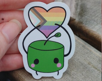 Junimo Surprise LGBTQ+ Pride Sticker, Holographic, Cute, Weatherproof