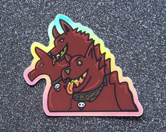Cerberus Holographic Sticker, Weatherproof, Game, 5.5cm