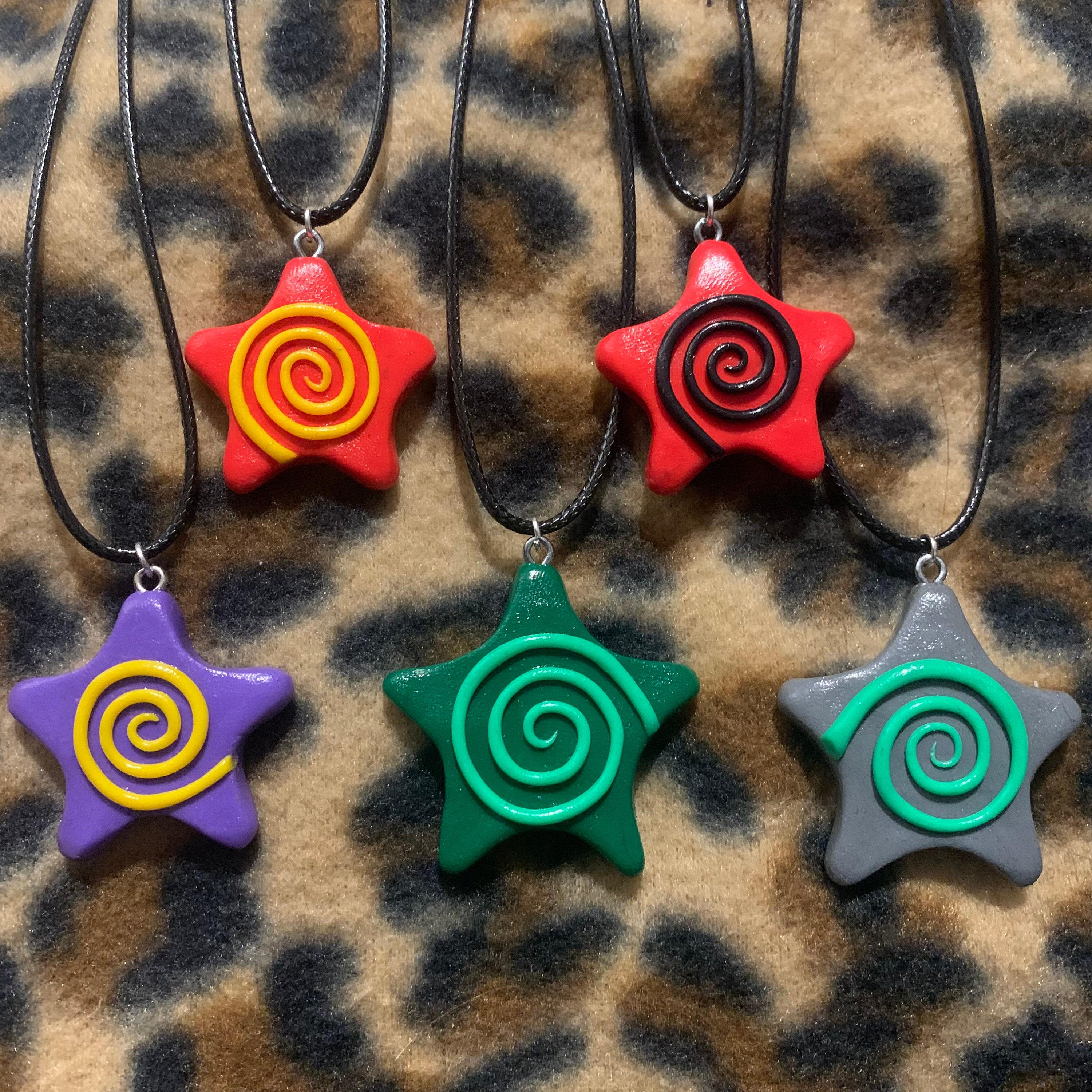 Spiral Star Clay Charm Necklaces, Earrings, Keyrings, Phone Charms and Pin  Badges Grunge Y2k Goblincore Swirl Stars Whimsigoth Pagan 