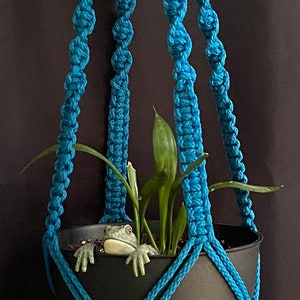 Teal 6” pot macrame plant holder, teal plant hanger, indoor and outdoor hanging plants, teal planter