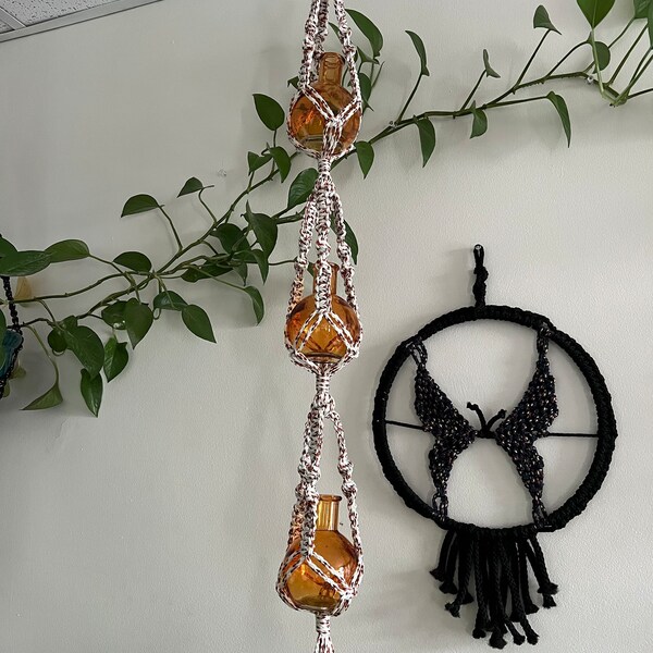 Macrame Glass Ball Hanger Etsy