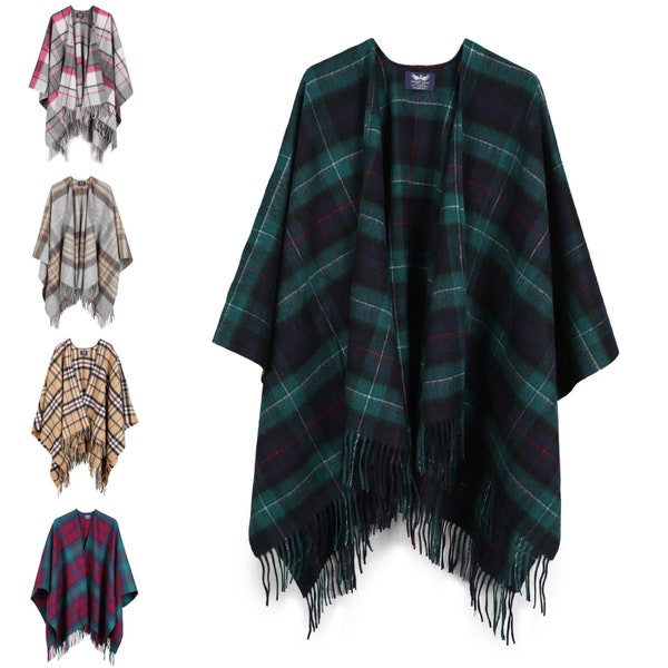 Women's 100% Lambswool Mini Cape Ruana Wrap Shawl Made in Scotland - One Size Fits All - By The Golden Eagle