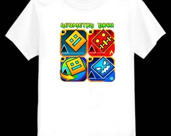 Geometry Dash Kids Printed T-Shirt Various Sizes Available