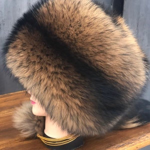 Natural Raccoon Fur Hat Unisex Any Size