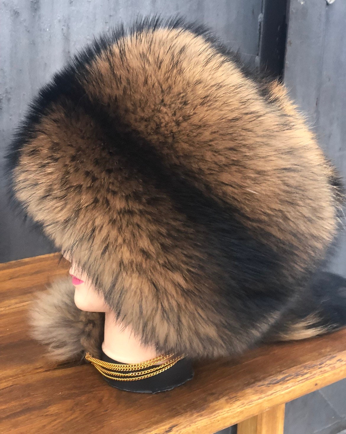 Natural Raccoon Fur Hat Unisex Any Size