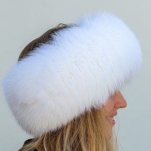 Natural  Fox Weave/Knit Wool / Cotton Headband Women’s  Fur Royal  SAGA Opaska Premium Selection