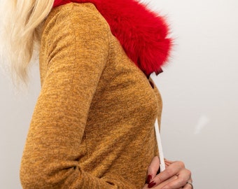 Fox  Collars Scarves Stoles Hood Trims (Accordeon Adjustable Size W Strings) Women’s Shawls  Fur Royal  SAGA