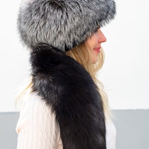 Natural Silver Fox / fox Hat WITH TAIL Unisex Fur SAGA image 6