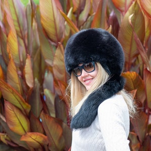 Natural Silver Fox / fox Hat WITH TAIL Unisex Fur SAGA image 2