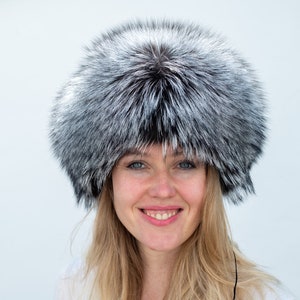 Natural Silver Fox / fox Hat WITH TAIL Unisex Fur SAGA image 4