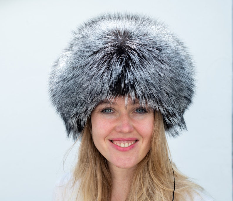 Natural Silver Fox / fox Hat WITH TAIL Unisex Fur SAGA image 4