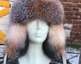 Unisex Natural Beaver Rear Blue Fox/ Fox Trapper’s Hats SAGA Scandinavian