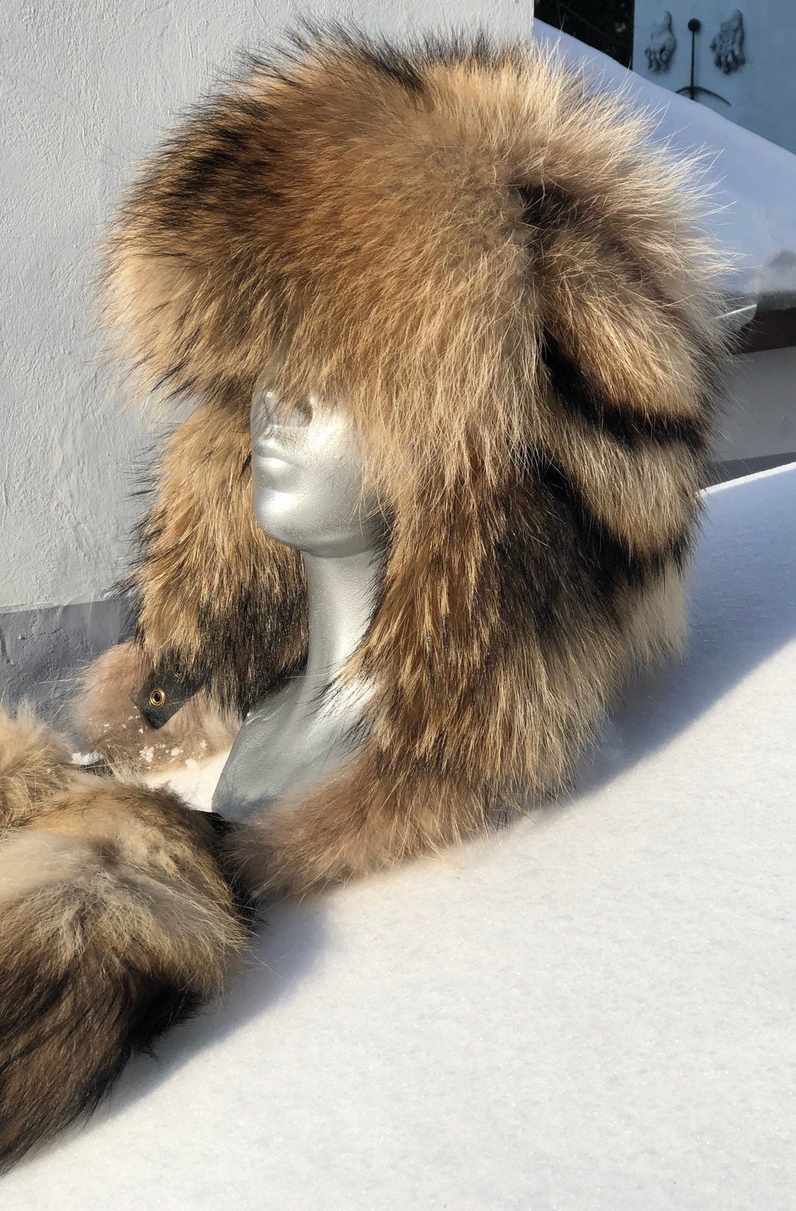 Baltic Face Full Raccoon Pelts Natural Hat Trappers Ushanka Finnraccoon