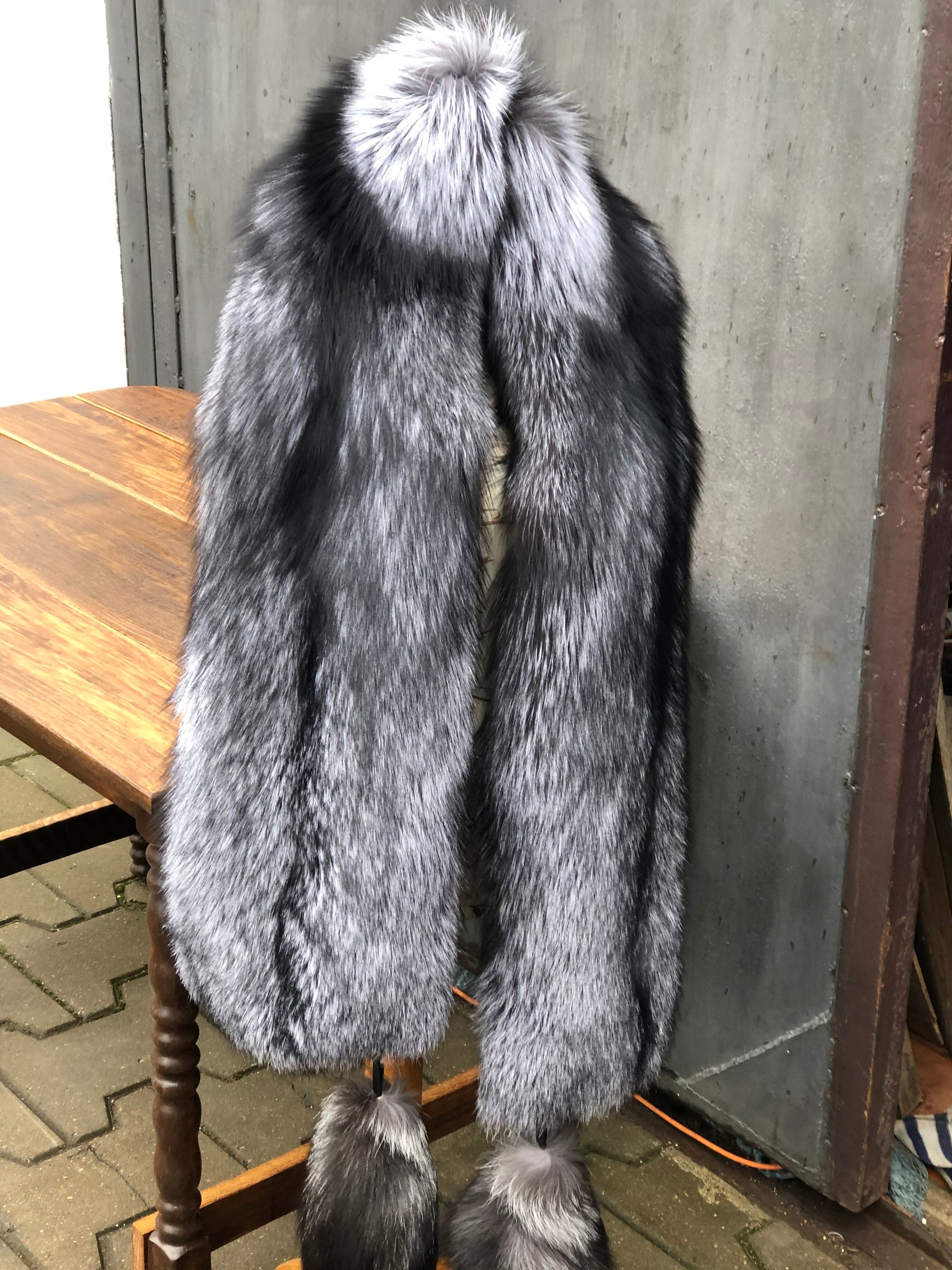 Silver Foxy Pelt Collar Scarf Stole Women’s Shawl Boa