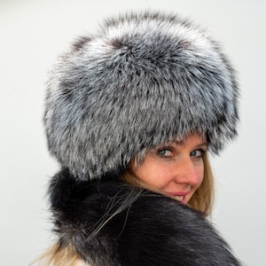 Natural Silver Fox / fox Hat WITH TAIL Unisex Fur SAGA image 1