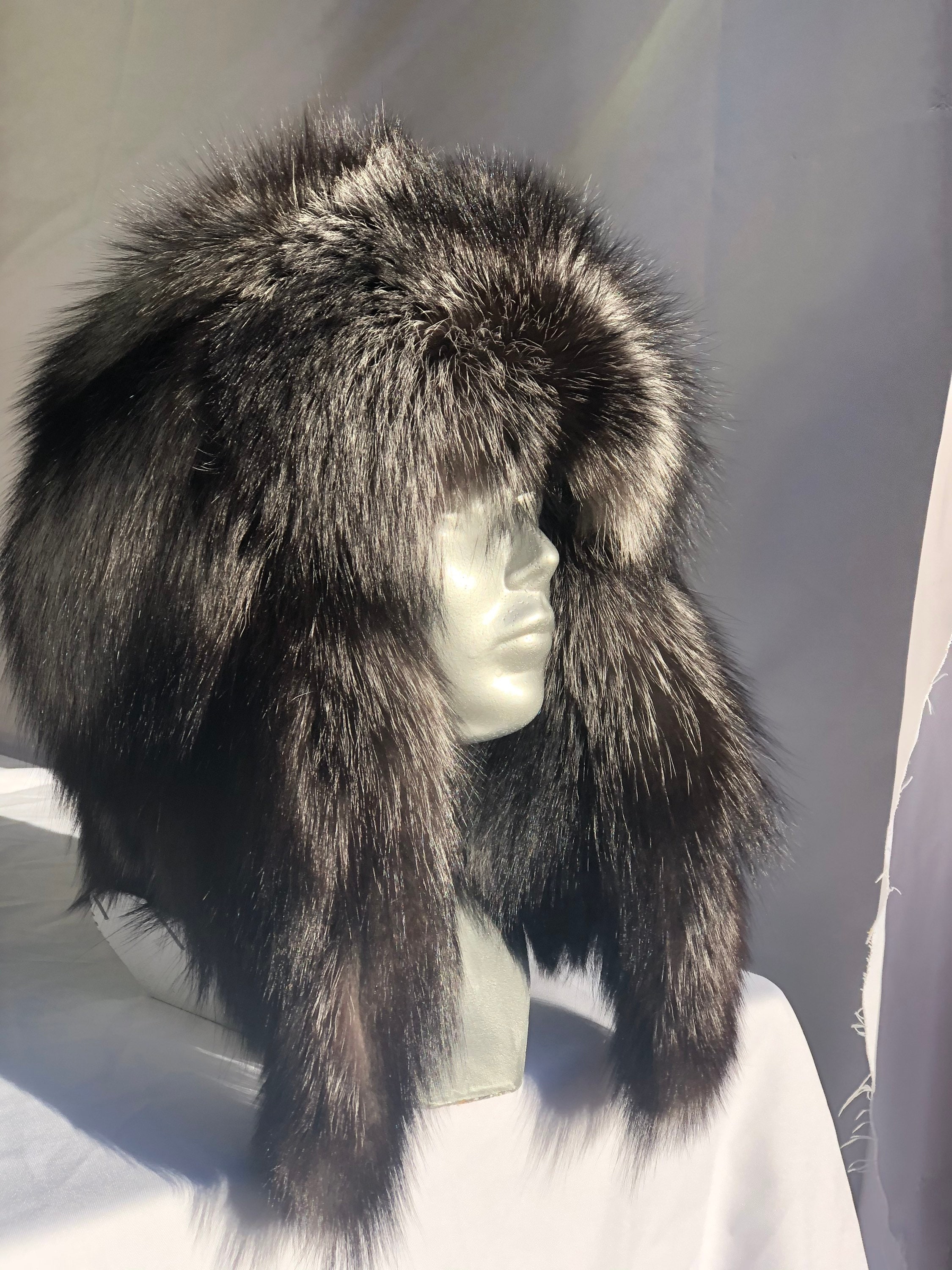 Silver Fox Fur Natural Full Unsiex Mens Womens Eskimo Hat With 2 Detachable Pom Pomspilot Ushanka Aviator Etsy
