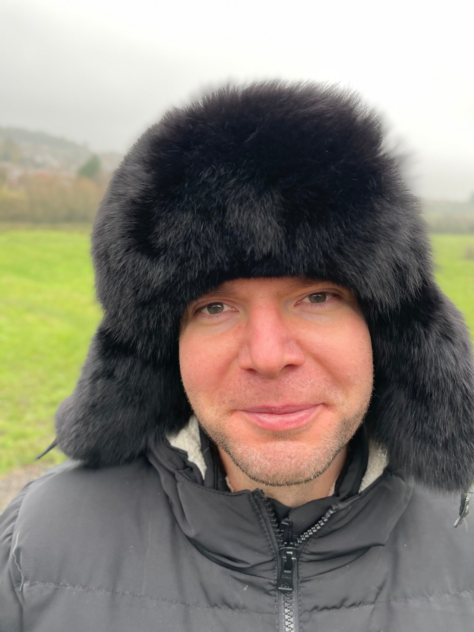 Black Dyed Fox Leather Natural Mens Hat Trappers Ushanka Fur Royal SAGA