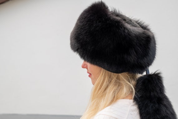 Natural Silver Fox Frost Fox & MINK on Top Hat Unisex Fur  display picture 1