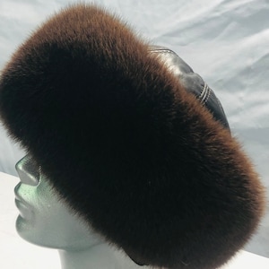 Natural  Fox Full Watermelon Hat  Italian Leather Unisex  ry  Fur Royal  SAGA