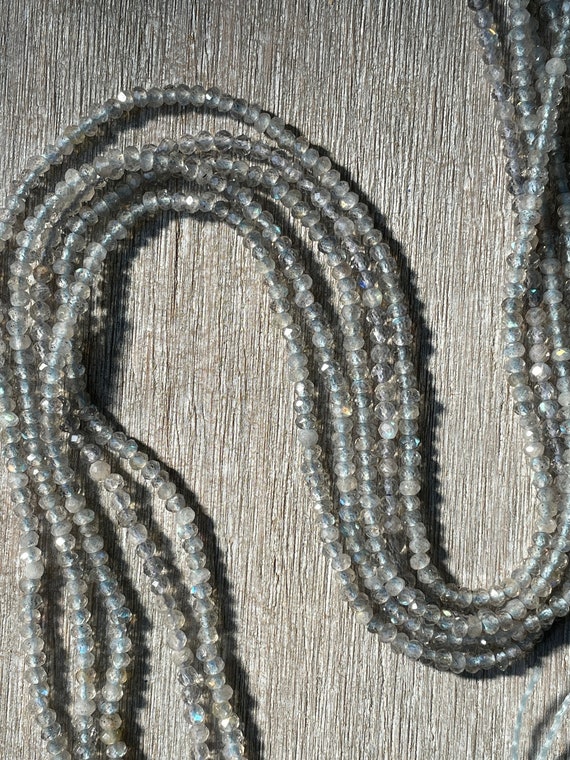 2x3mm Faceted Light Labradorite Gemstone Rondelle Beads - Nickel-Free - 15.5 Inch Strand