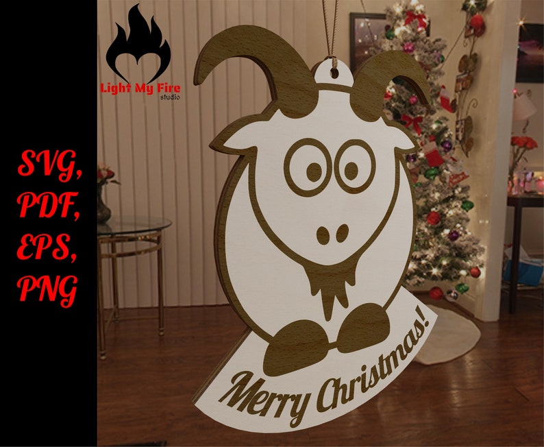 Download Christmas Cartoon Goat SVG File For Laser engraving | Etsy