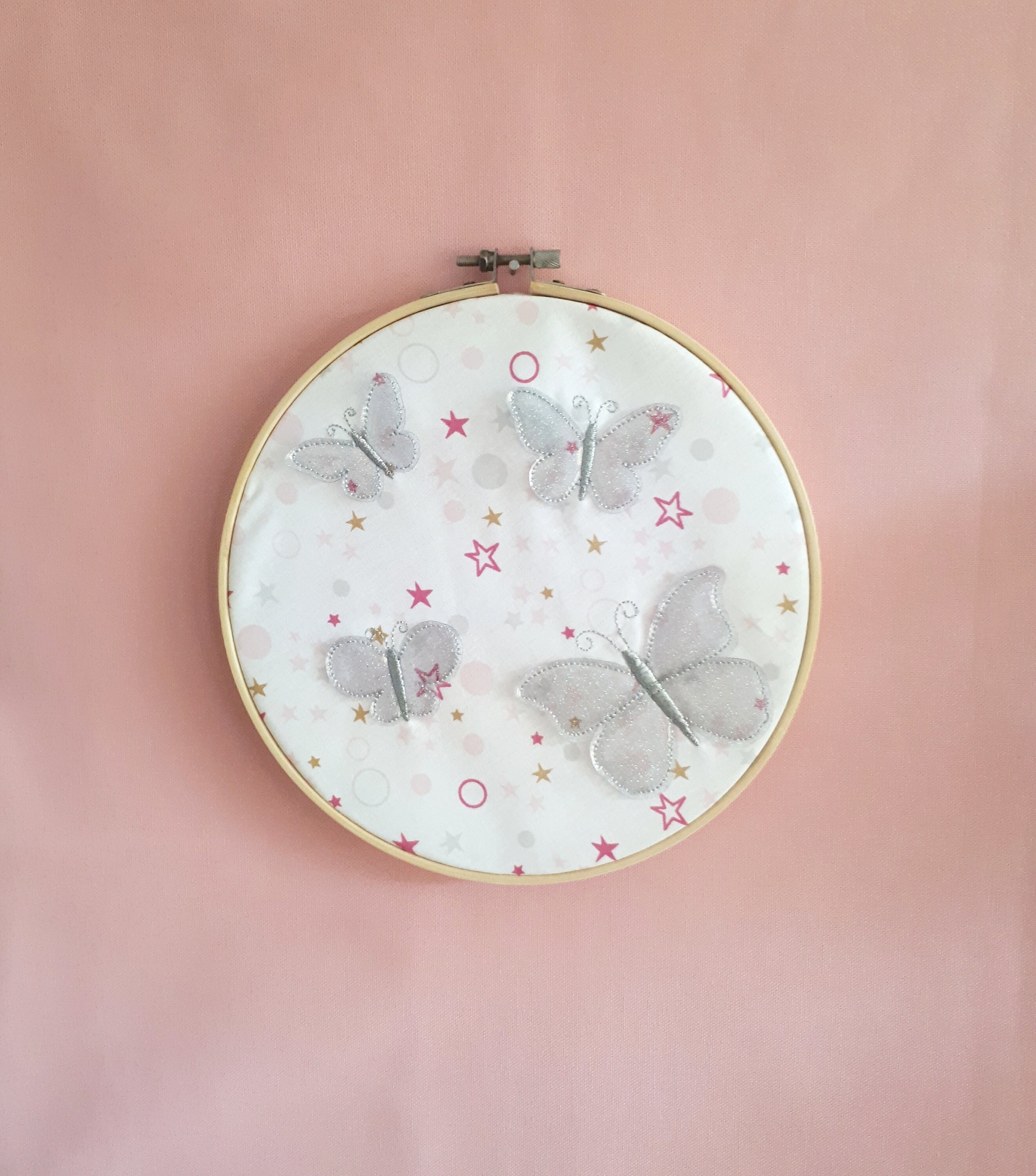 Cadre Papillons - Tissu Étoilé et Vinyle