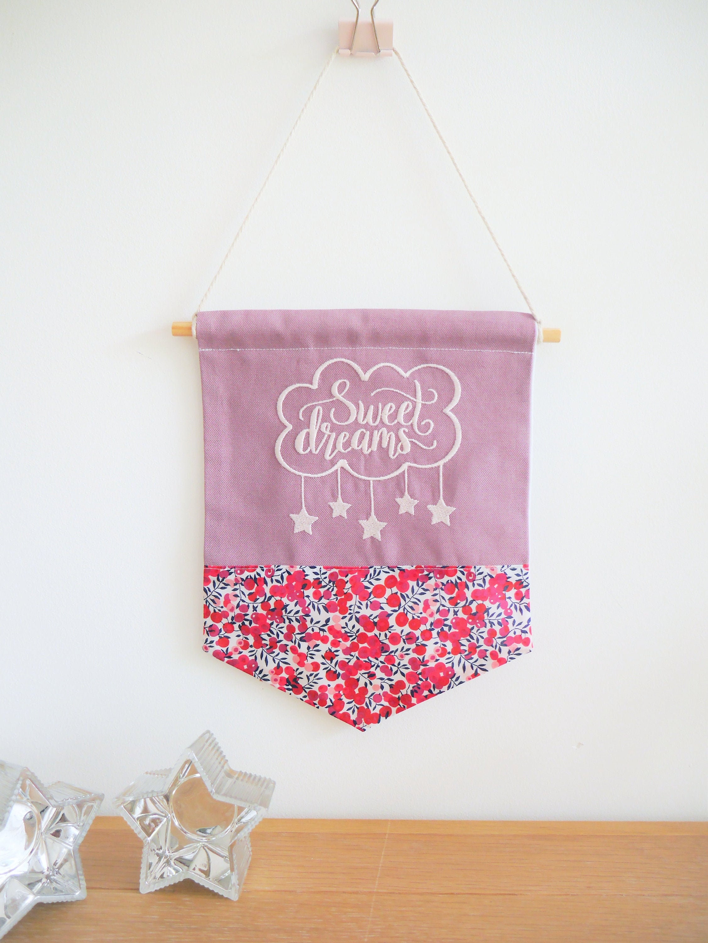 Bannière Sweet Dreams - Mauve et Liberty Wiltshire Rouge