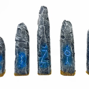 Standing stones or monoliths, forest style, with option for glowing runes for tabletop RPGs and Wargaming (great for d&d, 40k, and more!)
