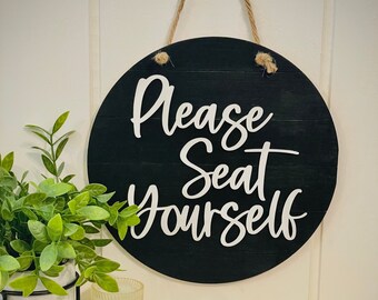 Please Seat Yourself Bathroom Sign | Funny Bathroom Sign | Farmhouse Bathroom Decor