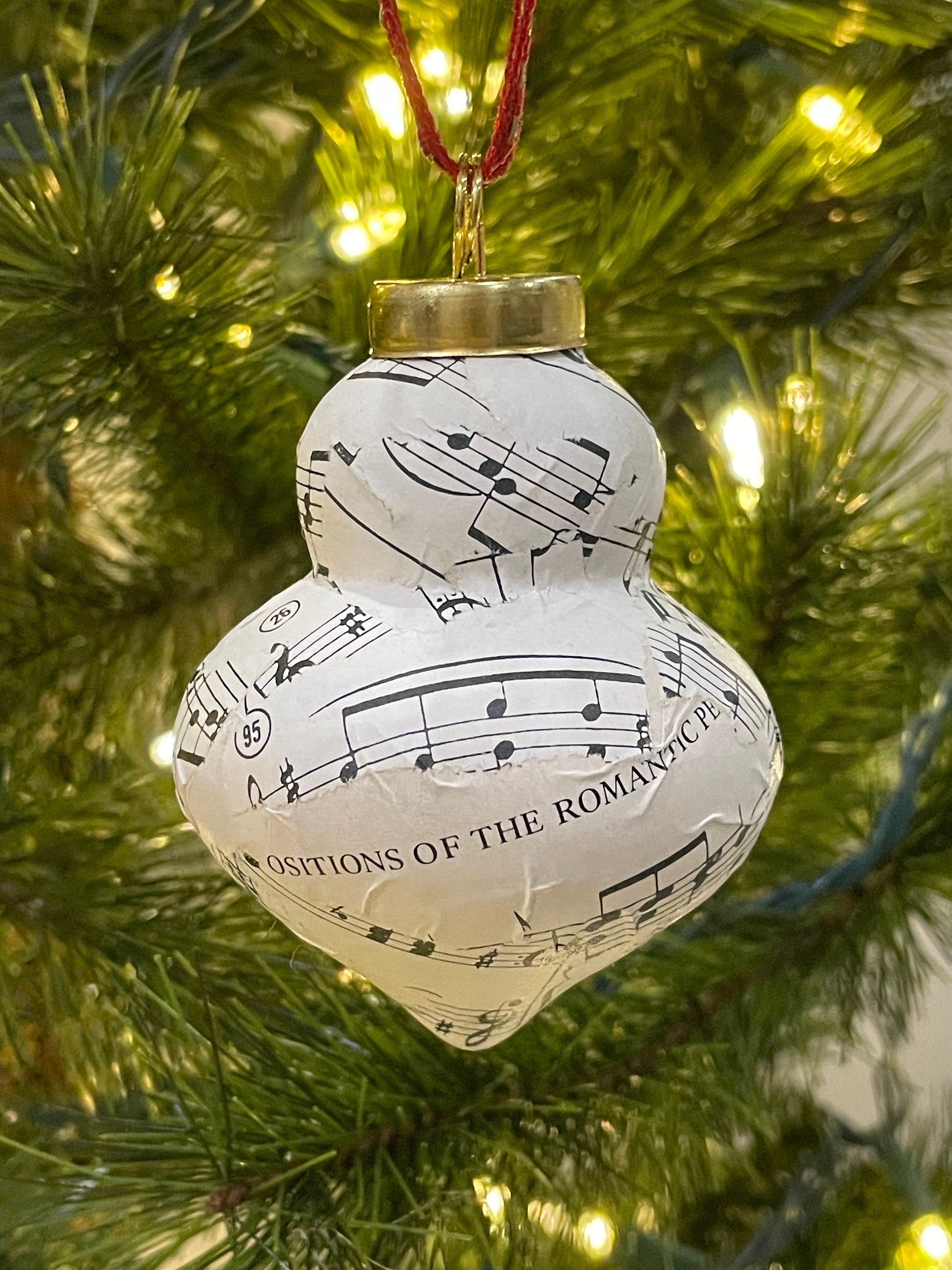 Sheet Music Ornament, Music Note Ornament, Recycled Songbook Gift