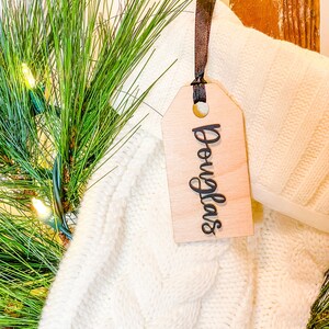 Personalized Wood Tag Christmas Stocking | Basic Wood Stocking Tag | Christmas Stocking Tag | Custom Christmas Stocking Tag | Stocking Name