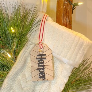 Chevron Wood Stocking Tag | Personalized Wood Tag for Christmas Stocking | Wood Stocking Tag | Christmas Stocking Tag | Custom Christmas Tag