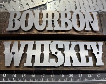 Handmade Whiskey/Bourbon sign on genuine barrel stave.  Mild Steel