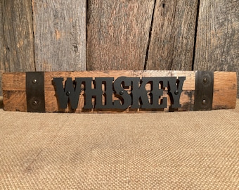 Acrylic, Whiskey/Bourbon, laser cut sign on genuine barrel stave.