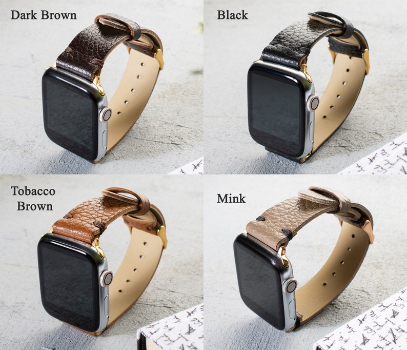 Apple Watch Band 44mm 40mm Men Dark Colors Leather iWatch | Etsy