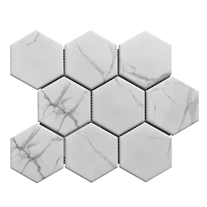 White Carrara  3.74&#39;&#39; W X 4.33&#39;&#39; L Porcelain Mosaic Tile - EST000PH3
