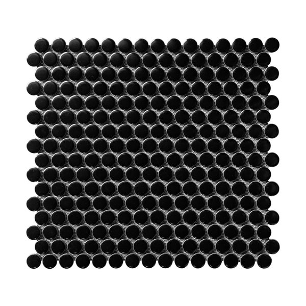 Retro Black Penny Round Porcelain Mosaic Tile - EST000PR2