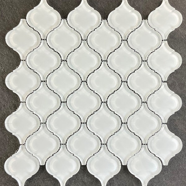 Glossy Super White Glass Lantern Mosaic Tile EST000GLAT125