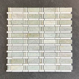 Ming Green & Thassos White Marble Mosaic Tile - EST000MD3