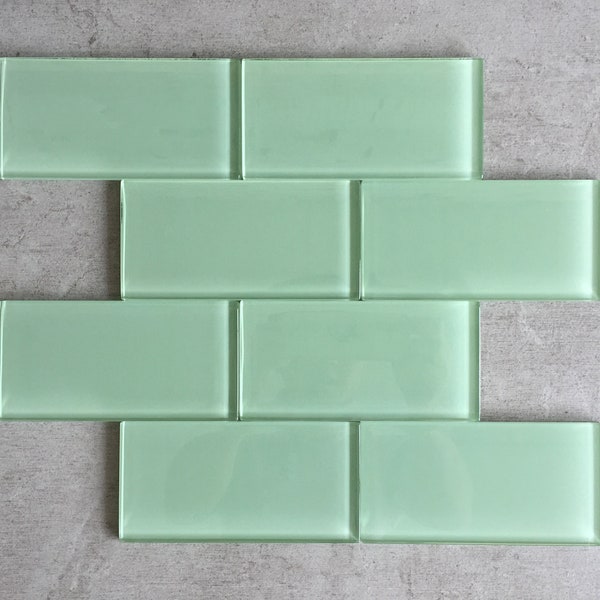 3" x 6" Glossy Bud Green Glass Tiles - EST000GH126