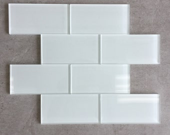 Glossy 3" x 6" White Glass Subway Tiles - EST000GH125