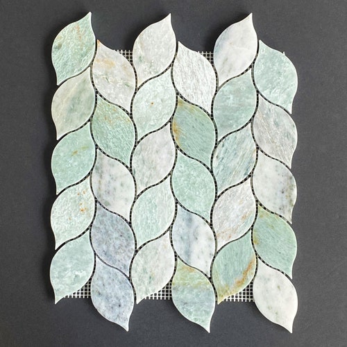 Ming Green Leaf Pattern Marble Mosaic Tile EST000MQ4 Etsy