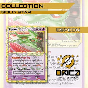 custom card orica Espeon / Mentali / Pisiana GoldStar cosmo holo fanart - new version