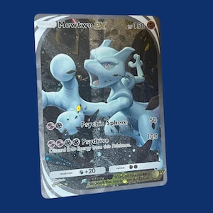 Tarjeta personalizada orica Mewtwo arte COMPLETO con efectos de relieve cosmo holo NUEVA CALIDAD