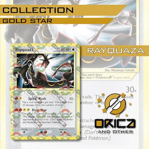 Tarjeta personalizada Orica Rayquaza GoldStar Cosmo Holo Fanart - Nueva versión