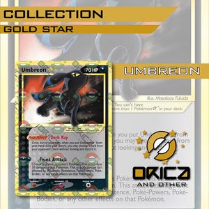 Tarjeta personalizada Orica Umbreon / Noctali / Nachtara GoldStar Cosmo Holo Fanart - Nueva versión